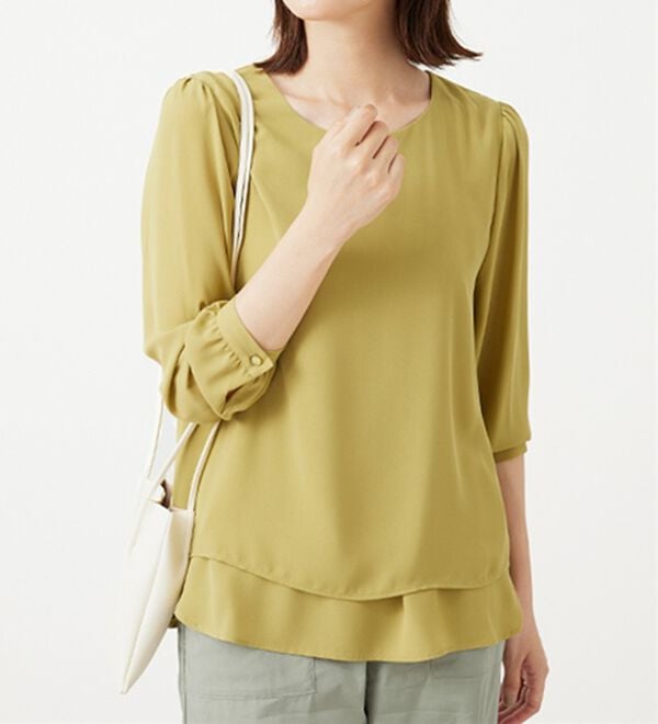 BELLUNA（ベルーナ）の「ジョーゼット素材裾ティアードブラウス（ブラウス）」｜詳細画像