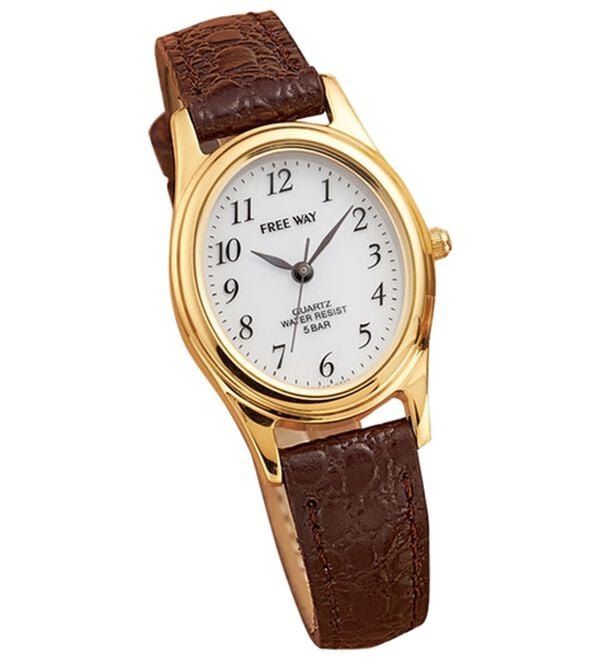 「お買得！ソーラー電源腕時計（本革）（腕時計）」｜ブラウン