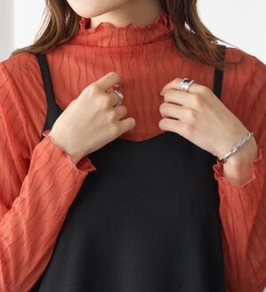 BELLUNA（ベルーナ）の「波柄立体ジャカードシアーインナー（カットソー）」｜オレンジ