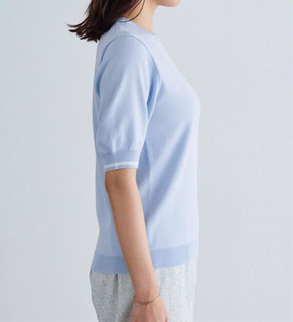 Pierrot（ピエロ）の「ライン配色パフニット（ニット・セーター）」｜詳細画像