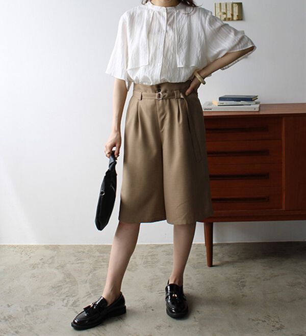 GeeRA（ジーラ）の「バンドカラーシアーストライプシャツ（シャツ）」｜詳細画像