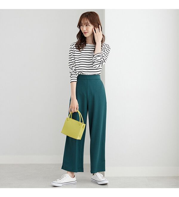 BELLUNA（ベルーナ）の「ぐんぐん伸びてラク！ジャカードワイドパンツ（ワイドパンツ・ガウチョ）」｜詳細画像