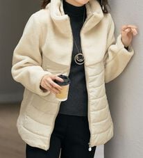 ルフラン（ルフラン）の「上品ボア切替デザインコート（ハーフコート）」