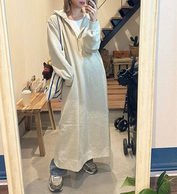 GeeRA（ジーラ）の「【あったか裏起毛】ハーフジップパーカーワンピース（カットソーワンピース）」｜詳細画像