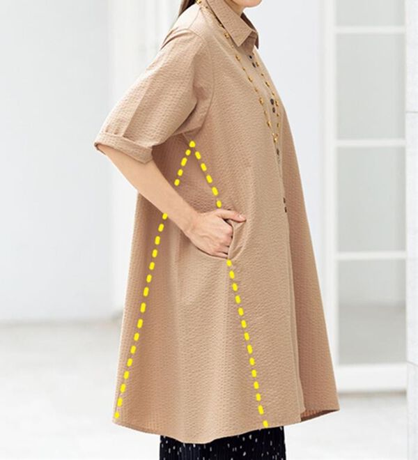 ルフラン（ルフラン）の「【２色組】綿１００％ちび衿シャツワンピ＜レイネル＞（シャツ）」｜詳細画像