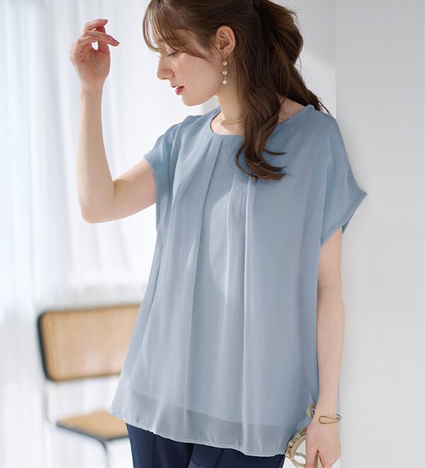 alotta（アロッタ）の「【接触冷感】機能付インナーシフォンブラウス（ブラウス）」｜詳細画像