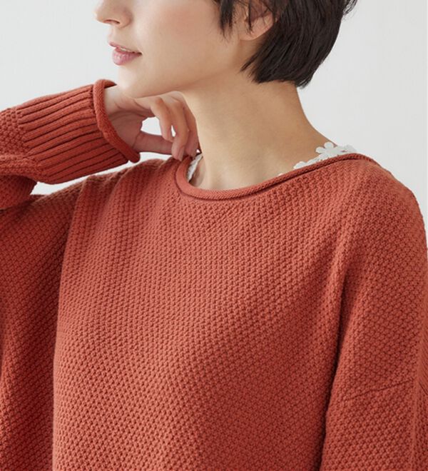 Viola e Viola（ヴィオラ エ ヴィオラ）の「【静電気防止】綿１００％鹿の子編みゆるニット（ニット・セーター）」｜詳細画像