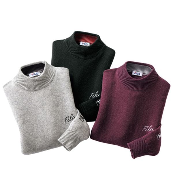 「＜フィラ＞洗えるウール１００％ハイネックセーター（メンズニット・セーター）」｜3色組