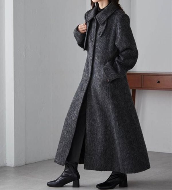 RANAN（ラナン）の「2WAYフレアーステンカラーシャギーコート（ロングコート）」｜詳細画像