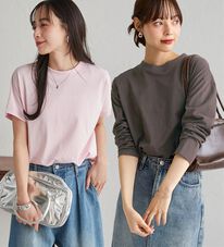 RANAN（ラナン）の「【選べる袖丈】＜BC＞綿100％プチハイネックＴシャツ（カットソー）」