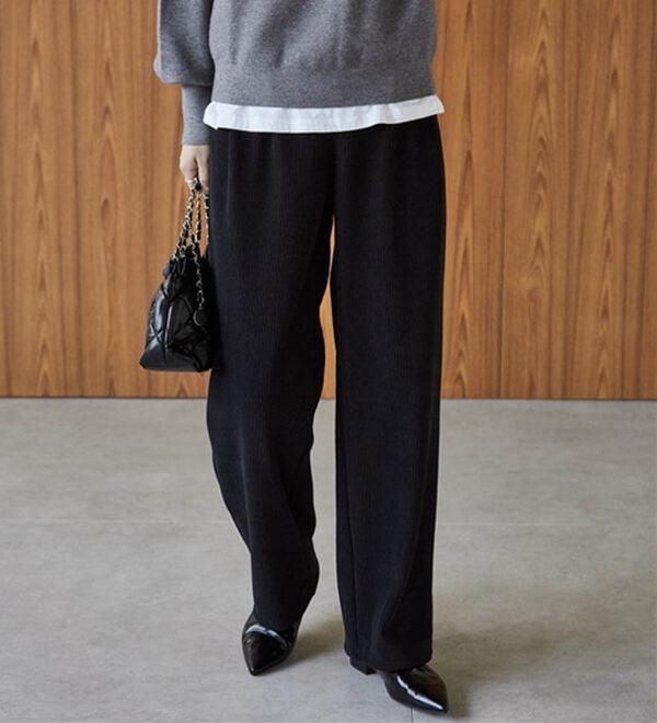 RANAN（ラナン）の「あったか裏ベロアニットコールワイドパンツ（ワイドパンツ・ガウチョ）」｜詳細画像