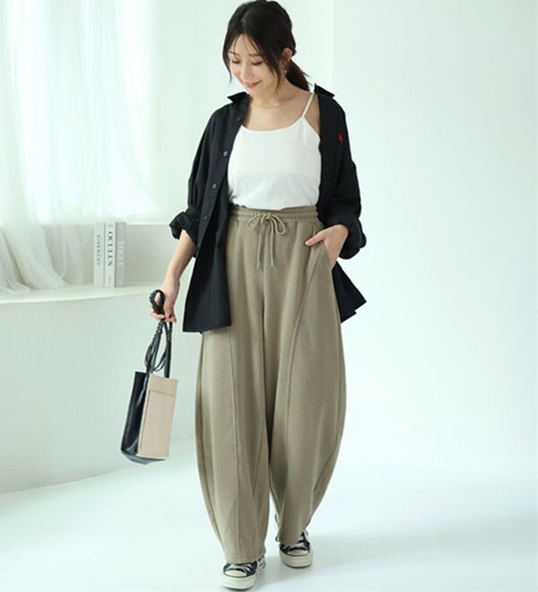 A HAPPY MARILYN（アハッピーマリリン）の「【Ｌ～６Ｌ／選べる丈】【裏起毛】毛玉になりにくい！カーブパンツ【ハピぽか裏起毛】（ワイドパンツ・ガウチョ）」｜詳細画像