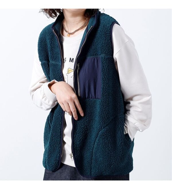 BELLUNA（ベルーナ）の「＜ｓｏｒａｆｕｋｕ＞配色使いボアベスト（ベスト）」｜詳細画像