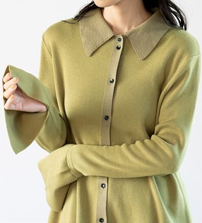 GeeRA（ジーラ）の「ポロ衿配色ニットカーディガン（ニットカーディガン）」