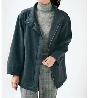 BELLUNA（ベルーナ）の「リサイクルウール混ショートコート（ショートコート）」｜杢ミッドナイトブルー