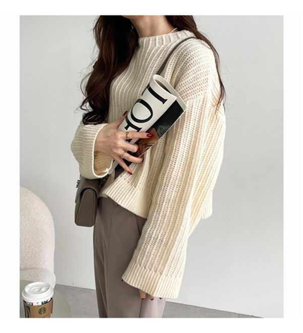 GeeRA（ジーラ）の「ラーベン編モヘアタッチニットトップス（ニット・セーター）」｜詳細画像