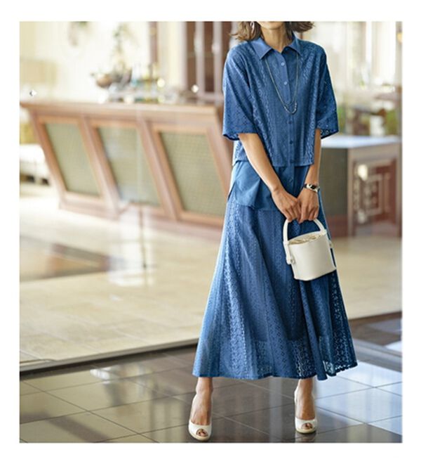 BELLUNA（ベルーナ）の「レース切替デザインシャツジャケット（シャツ）」｜詳細画像