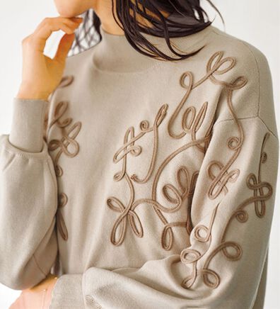 BELLUNA（ベルーナ）の「コード刺しゅうデザインニットチュニック（チュニック）」