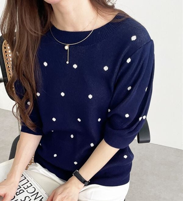 GeeRA（ジーラ）の「ドット柄ジャガードトップス（ニット・セーター）」｜詳細画像