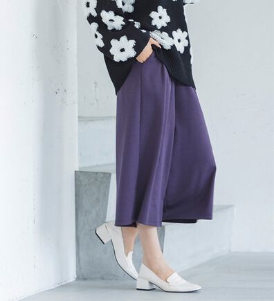 ワイドパンツ・ガウチョレディースファッション(パープル)通販