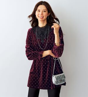 美品 モラビトスペル ベロアリボン付き レース刺繍ボウタイブラウス