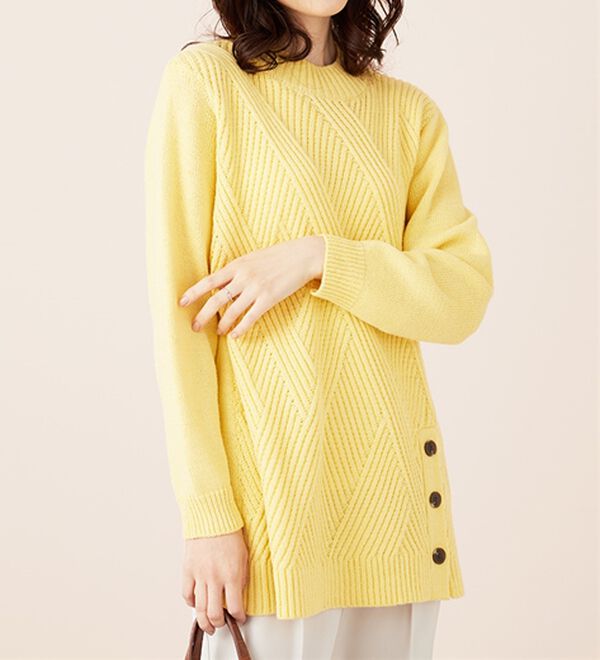 BELLUNA（ベルーナ）の「編地切替サイドボタンチュニック（チュニック）」｜詳細画像