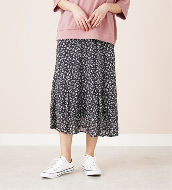 BELLUNA（ベルーナ）の「シフォン素材プリント使いスカート（ロングスカート）」｜詳細画像