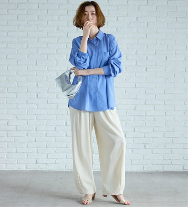 BELLUNA（ベルーナ）の「イージーケア！とろみ素材ビッグシャツ（シャツ）」｜詳細画像