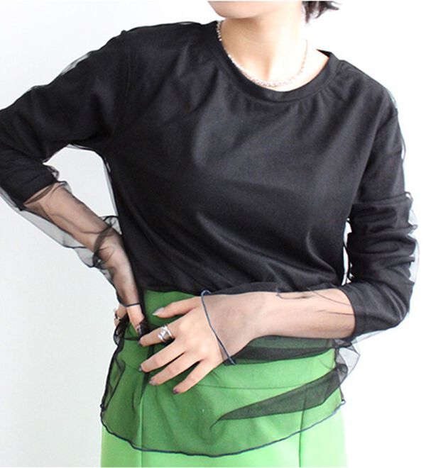 GeeRA（ジーラ）の「シアーレイヤード風カットソー（カットソー）」｜ブラック