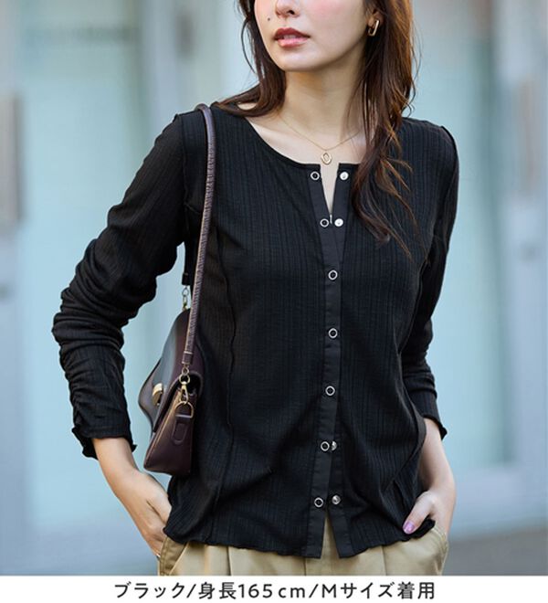 Viola e Viola（ヴィオラ エ ヴィオラ）の「針抜きシアードットボタンカーデ（その他カーディガン）」｜詳細画像