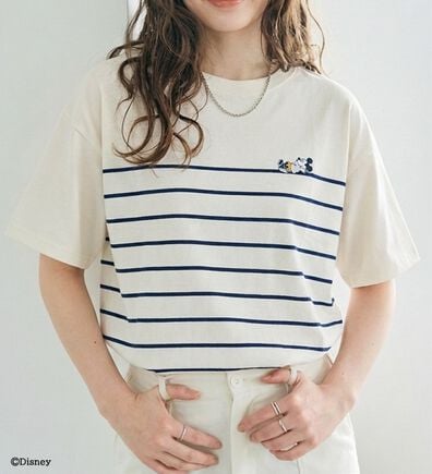 BELLUNA（ベルーナ）の「＜Ｄｉｓｎｅｙ＞【ミッキー】ボーダープリントボックスシルエットTシャツ（カットソー）」