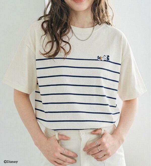 BELLUNA（ベルーナ）の「＜Ｄｉｓｎｅｙ＞【ミッキー】ボーダープリントボックスシルエットTシャツ（カットソー）」｜詳細画像