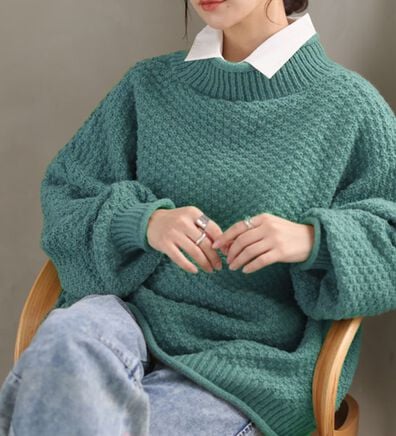 A HAPPY MARILYN（アハッピーマリリン）の「【ＬＬ～６Ｌ】苦しくないバスケット編みチャンキーニット（ニット・セーター）」