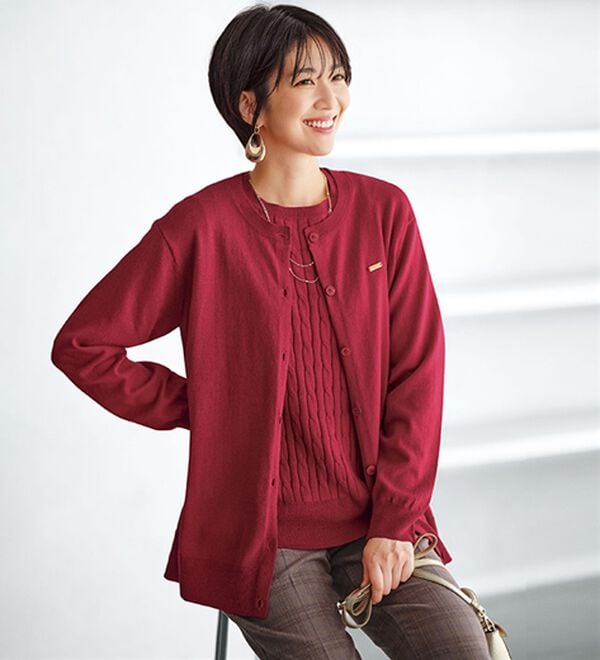 BELLUNA（ベルーナ）の「軽やか綿混！ケーブルニットプルオーバー（ニット・セーター）」｜詳細画像