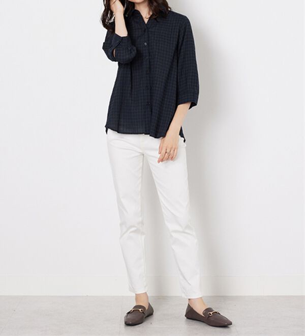 BELLUNA（ベルーナ）の「スキッパー衿ぽこぽこ素材ブラウス（ブラウス）」｜詳細画像