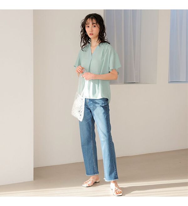 GeeRA（ジーラ）の「サラサラ涼しい！着やせも叶うフレアー袖ブラウス（ブラウス）」｜詳細画像