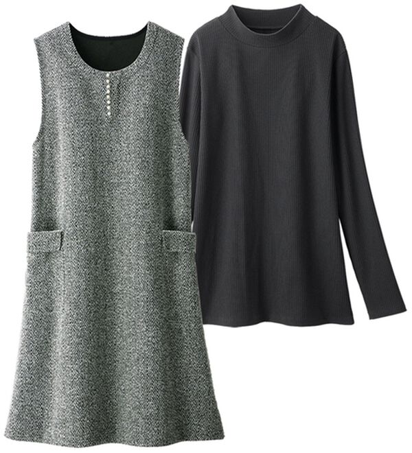 ルフラン（ルフラン）の「ツイード調ジャンパードレス＆トップスセット（ジャンパースカート）」｜詳細画像