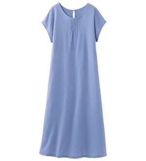 「サラッと涼しい楊柳ワンピース（パジャマ・ルームウェア）」｜ブルー