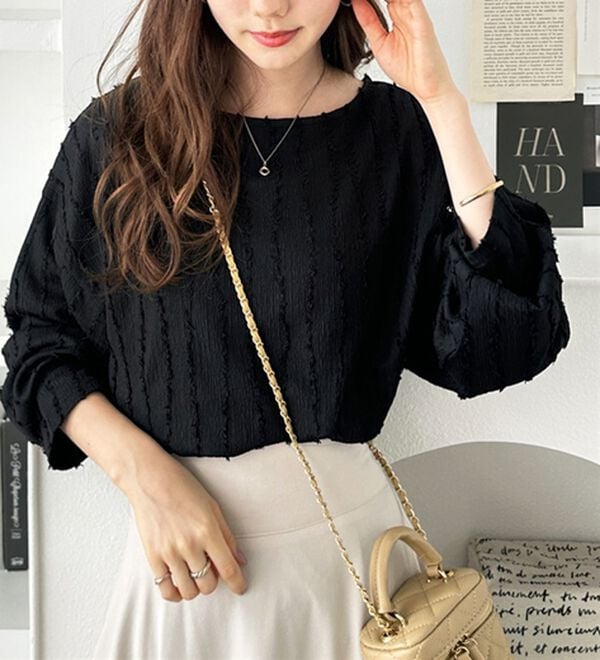 GeeRA（ジーラ）の「シャギージャカードボートネックカットソー（カットソー）」｜詳細画像