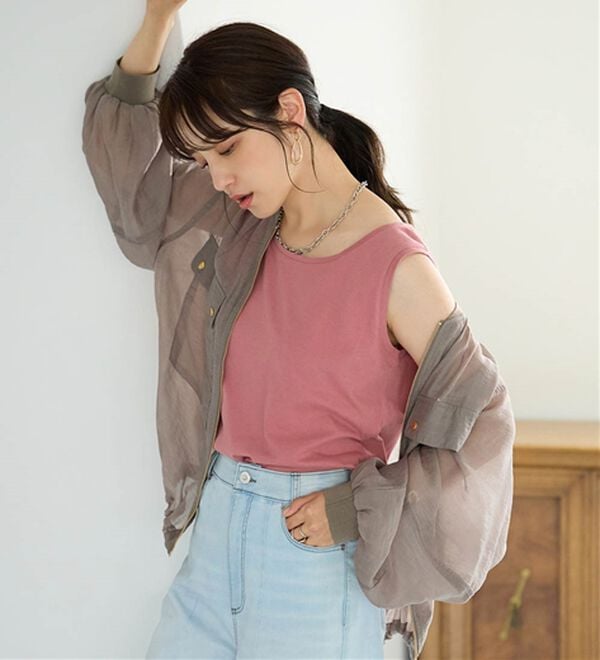 BELLUNA（ベルーナ）の「ヒンヤリ！綿１００％サマ見えタンクトップ（タンクトップ・キャミソール）」｜詳細画像