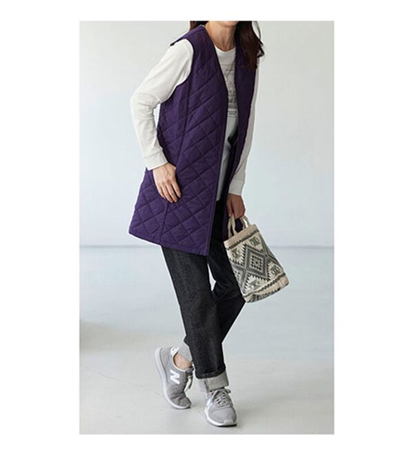 BELLUNA（ベルーナ）の「【マジ軽ウォーム】蓄熱保温キルトロングベスト（ポーチ付）（ベスト）」｜詳細画像