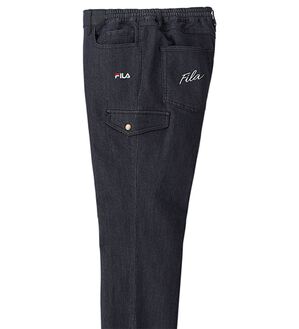 「＜フィラ＞素材で選べる！コットンストレッチカーゴ（メンズフルレングスパンツ）」｜ブラックデニム