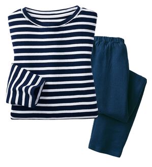 LAVIENNE（ラヴィエンヌ）の「【とろける肌心地】綿１００％あったかスムースパジャマ（パジャマ・ルームウェア）」｜ネイビー