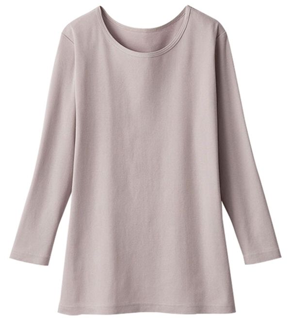 LAVIENNE（ラヴィエンヌ）の「【ＵＶカット】着回し力抜群！綿１００％クルーネックプルオーバー（８分袖）＜カラフルコットン＞（肌着・インナーウェア）」｜詳細画像