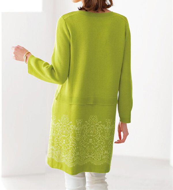 BELLUNA（ベルーナ）の「レース柄ジャカード切替ニットチュニック（チュニック）」｜詳細画像