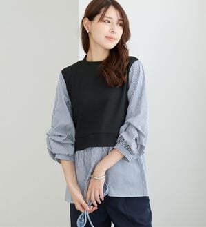 BELLUNA（ベルーナ）の「異素材切替袖タックデザインチュニック（チュニック）」｜詳細画像