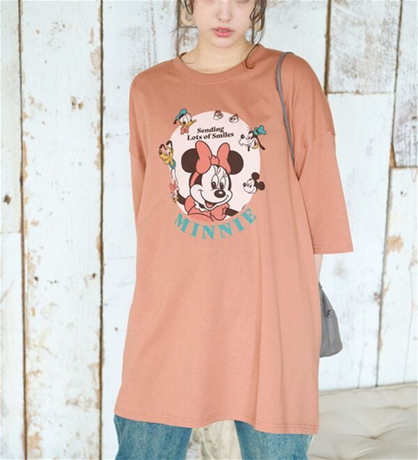 BELLUNA（ベルーナ）の「＜Ｄｉｓｎｅｙ＞【ミニー】ビッグ7分袖プリントTシャツ（Tシャツ）」｜詳細画像