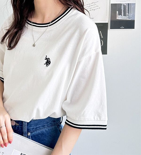 GeeRA（ジーラ）の「【ＵＳ．ＰＯＬＯ．ＡＳＳＮ】ライン配色Ｔシャツ（Tシャツ）」｜詳細画像