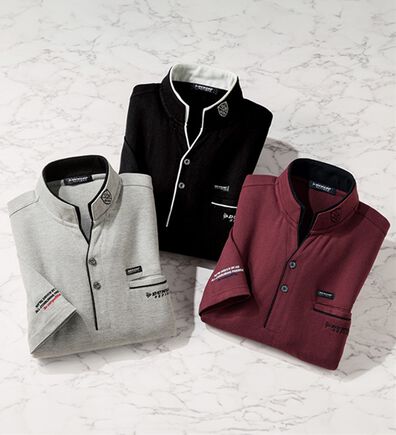 「【３色組】＜ダンロップ・リファインド＞二重衿エレガントシャツ（メンズカットソー）」