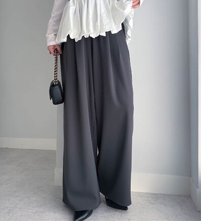 RANAN（ラナン）の「ひんやり！とろみ2タック体型カバーパンツ（フルレングスパンツ）」